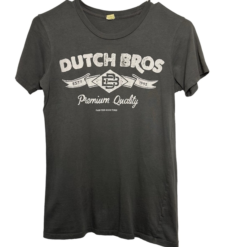 Dutch Bros Charcoal Gray “Premium Quality. Pass….” SMALL Tee VINTAGE DB 1992